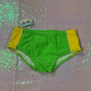 Cia Bright Green and Yellow Boyshort Swimsuit Bottom ★彡
